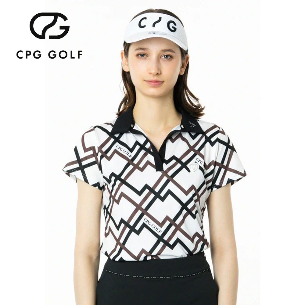 ジオメトリックプリントスキッパーSS　WHITE【CPG GOLF】