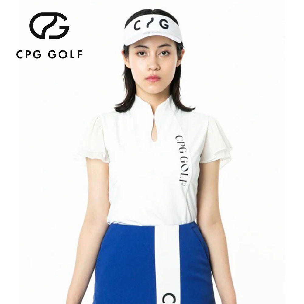 マオカラー袖シフォンSS　WHITE【CPG GOLF】