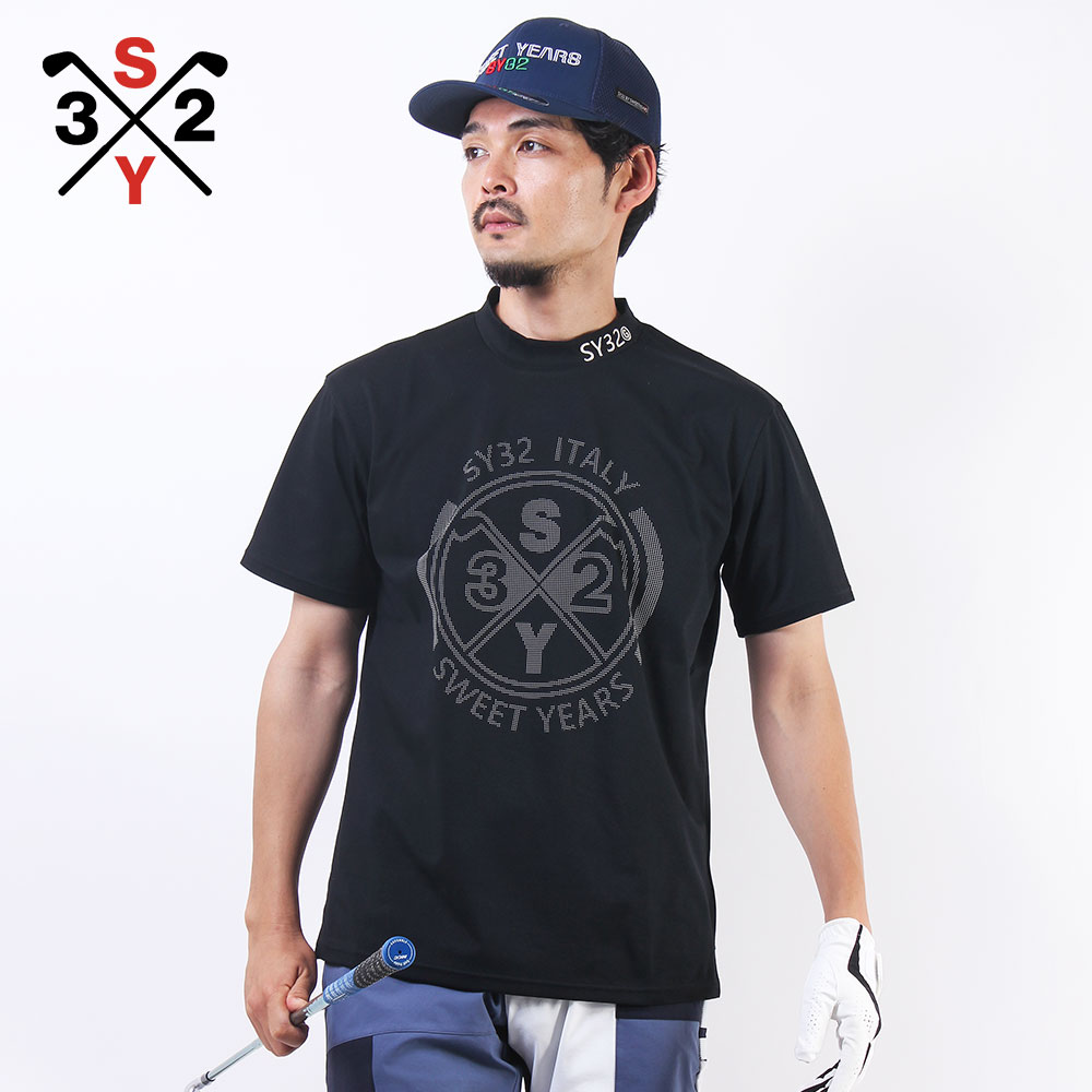 DOT PRINT EMB モックネックTシャツ【SY-32】