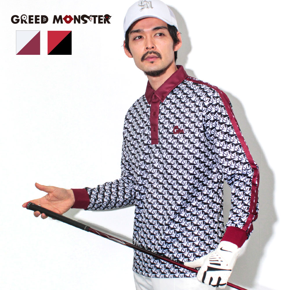 【GREED MONSTER】グリードモンスター ATHERA WHOLE PATTERN 長袖ポロシャツ