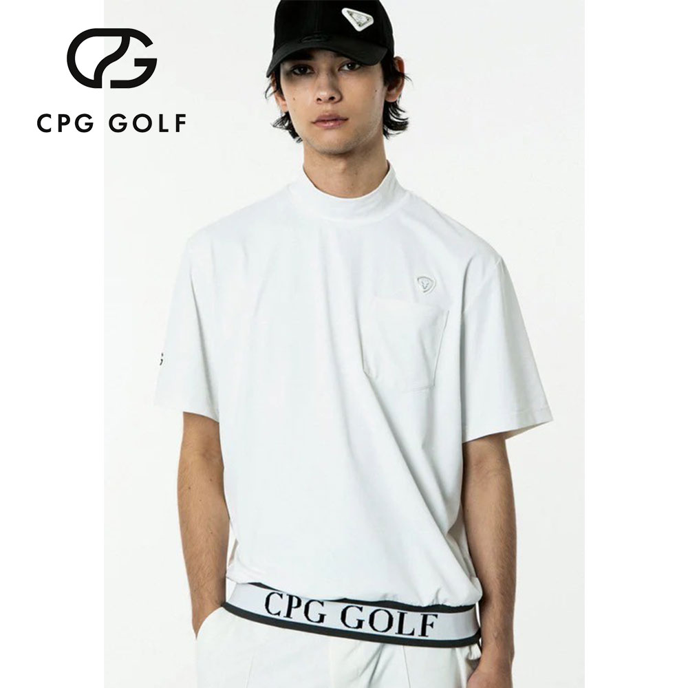 裾JQテープ付きモックネックSS WHITE【CPG GOLF】