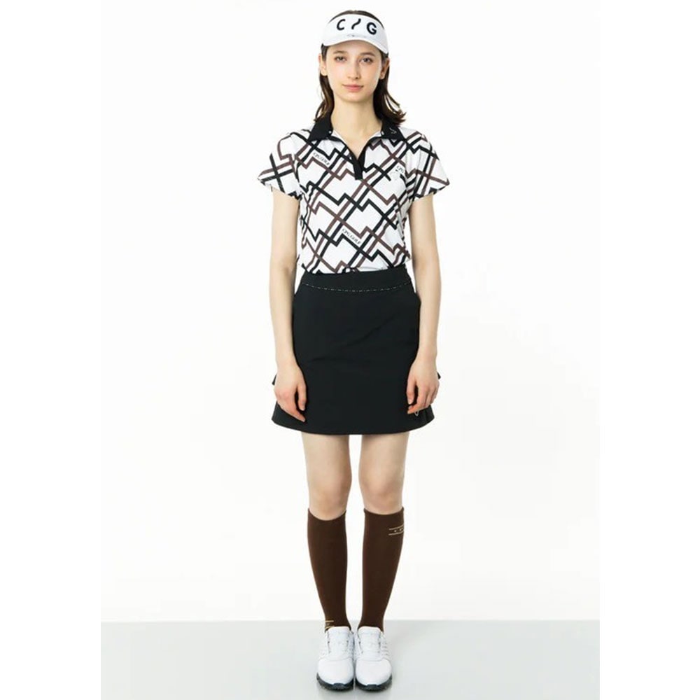 ジオメトリックプリントスキッパーSS　WHITE【CPG GOLF】