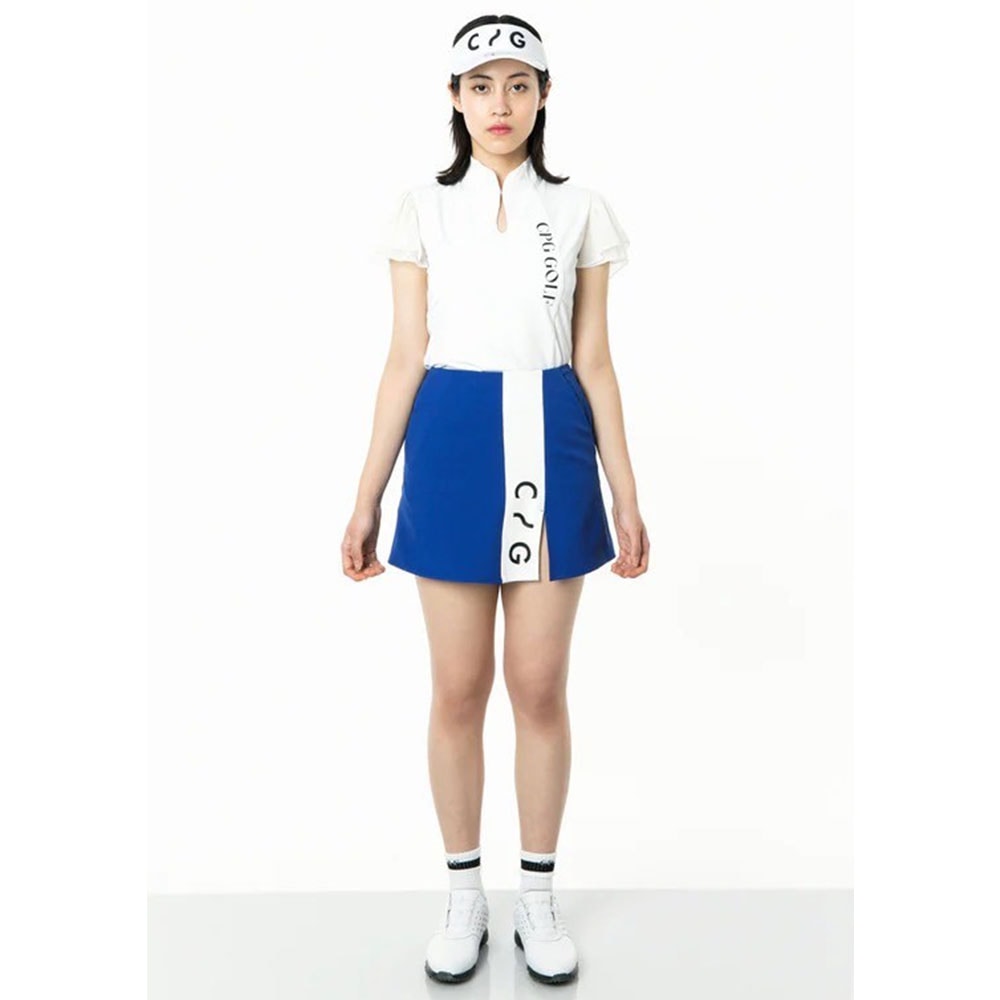 マオカラー袖シフォンSS　WHITE【CPG GOLF】