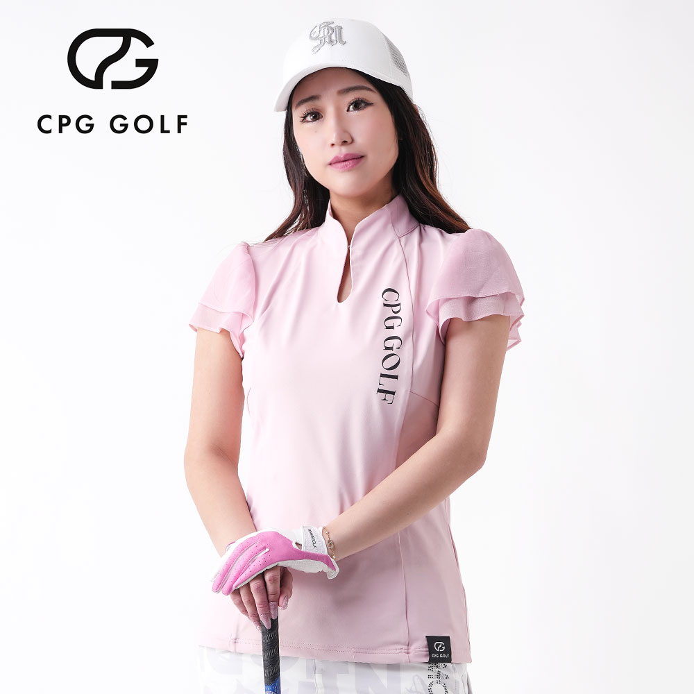マオカラー袖シフォンSS　PINK【CPG GOLF】