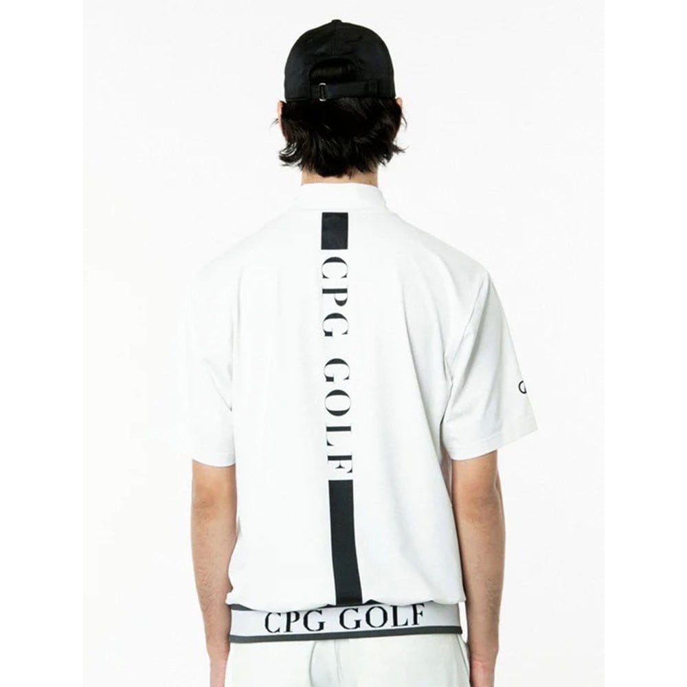 裾JQテープ付きモックネックSS WHITE【CPG GOLF】