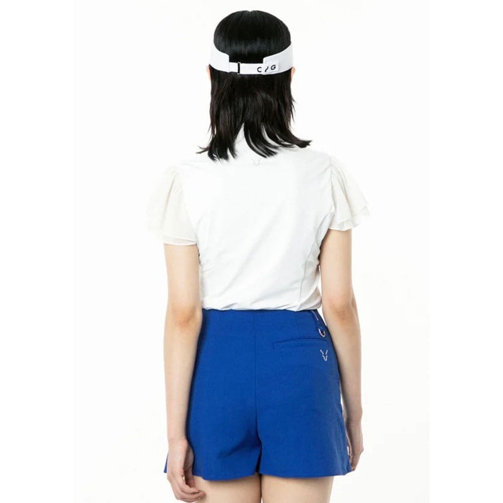 マオカラー袖シフォンSS　WHITE【CPG GOLF】