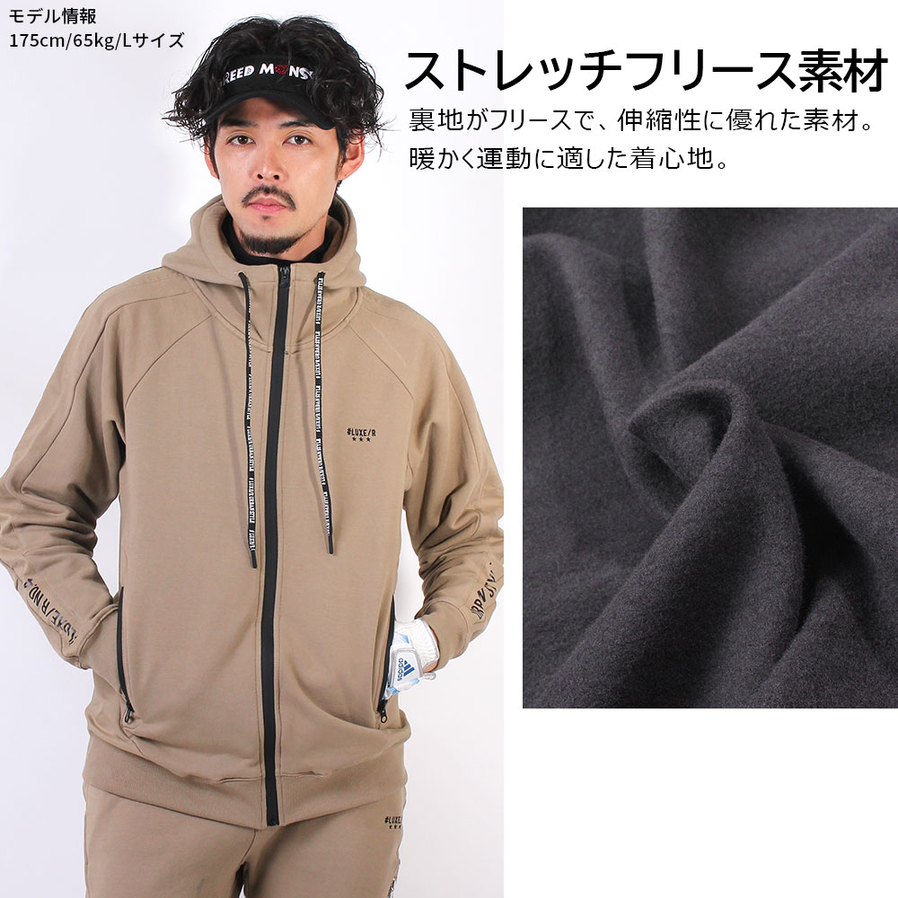 フリース×ナイロン切替フードジャケット【LUXE/R GOLF(ラグジュゴルフ)】