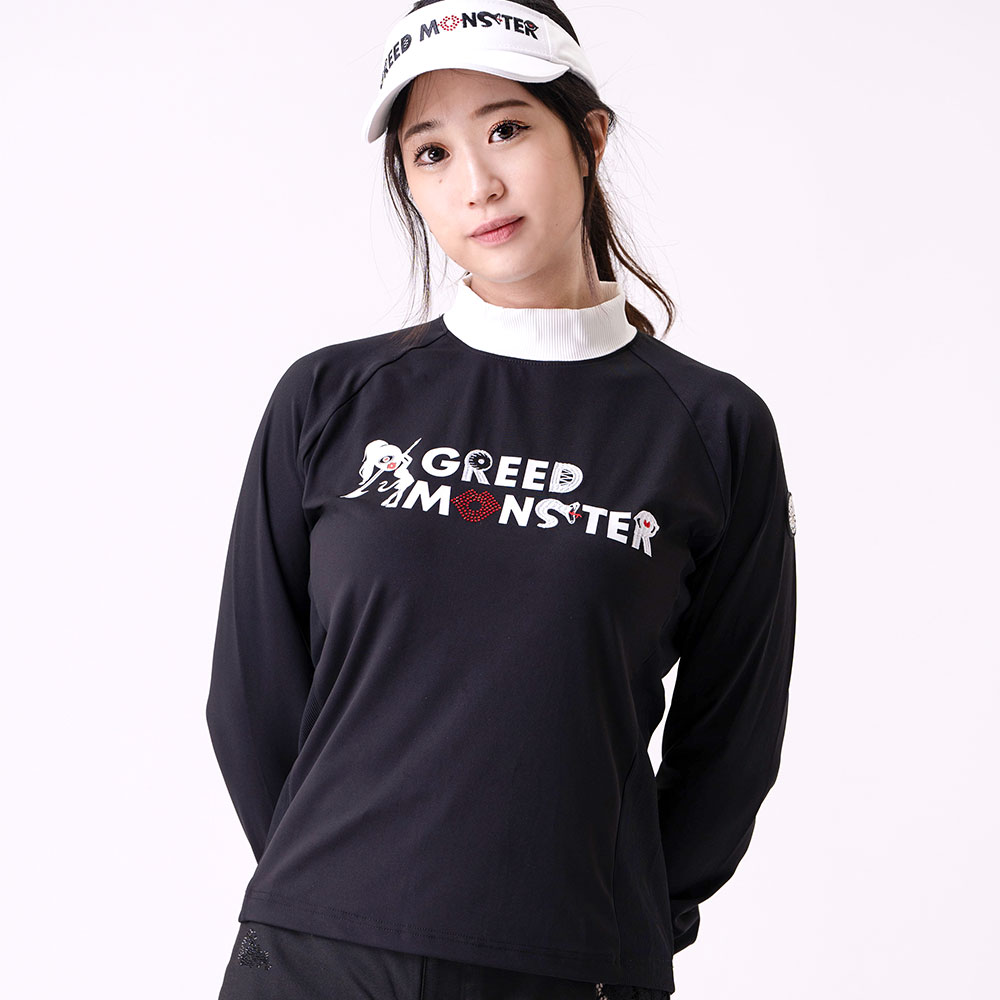 Multi pattern モックネック長袖カットソー