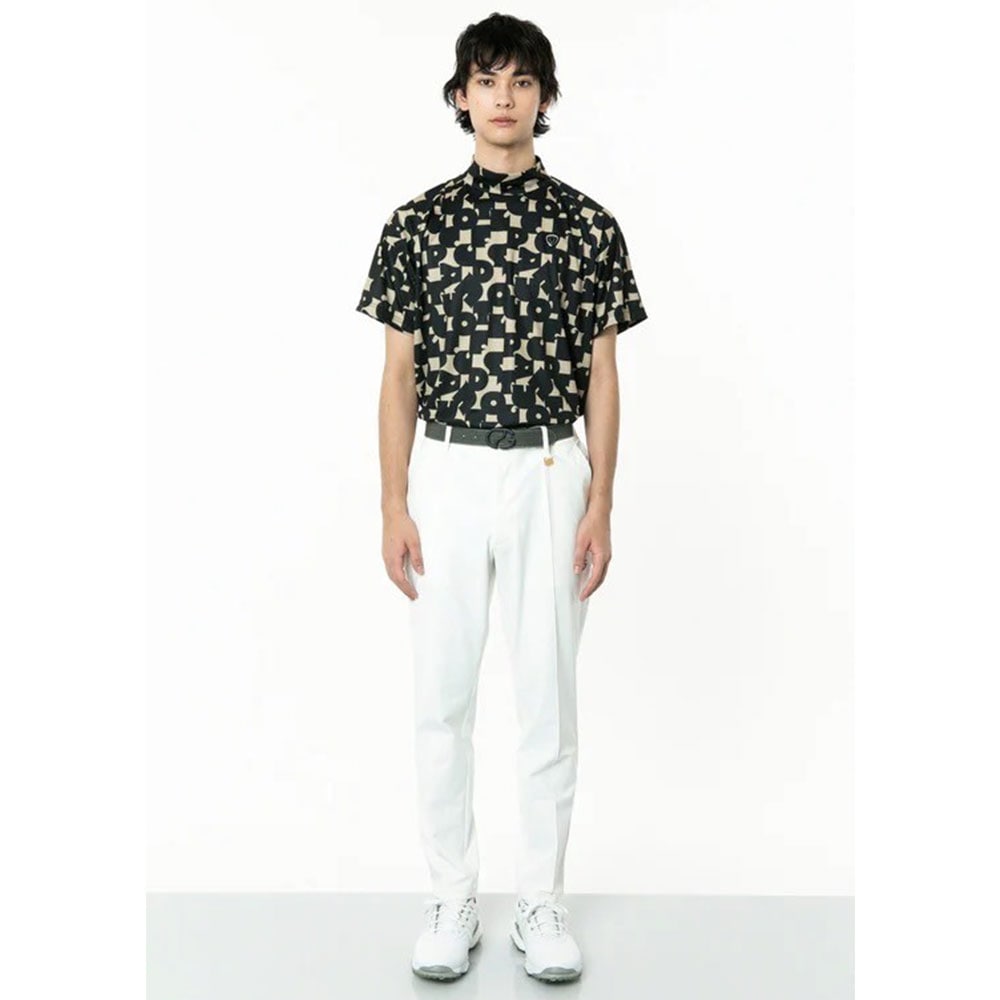 70’S調タイポグラフィプリントモックネックSS　BEIGE【CPG GOLF】