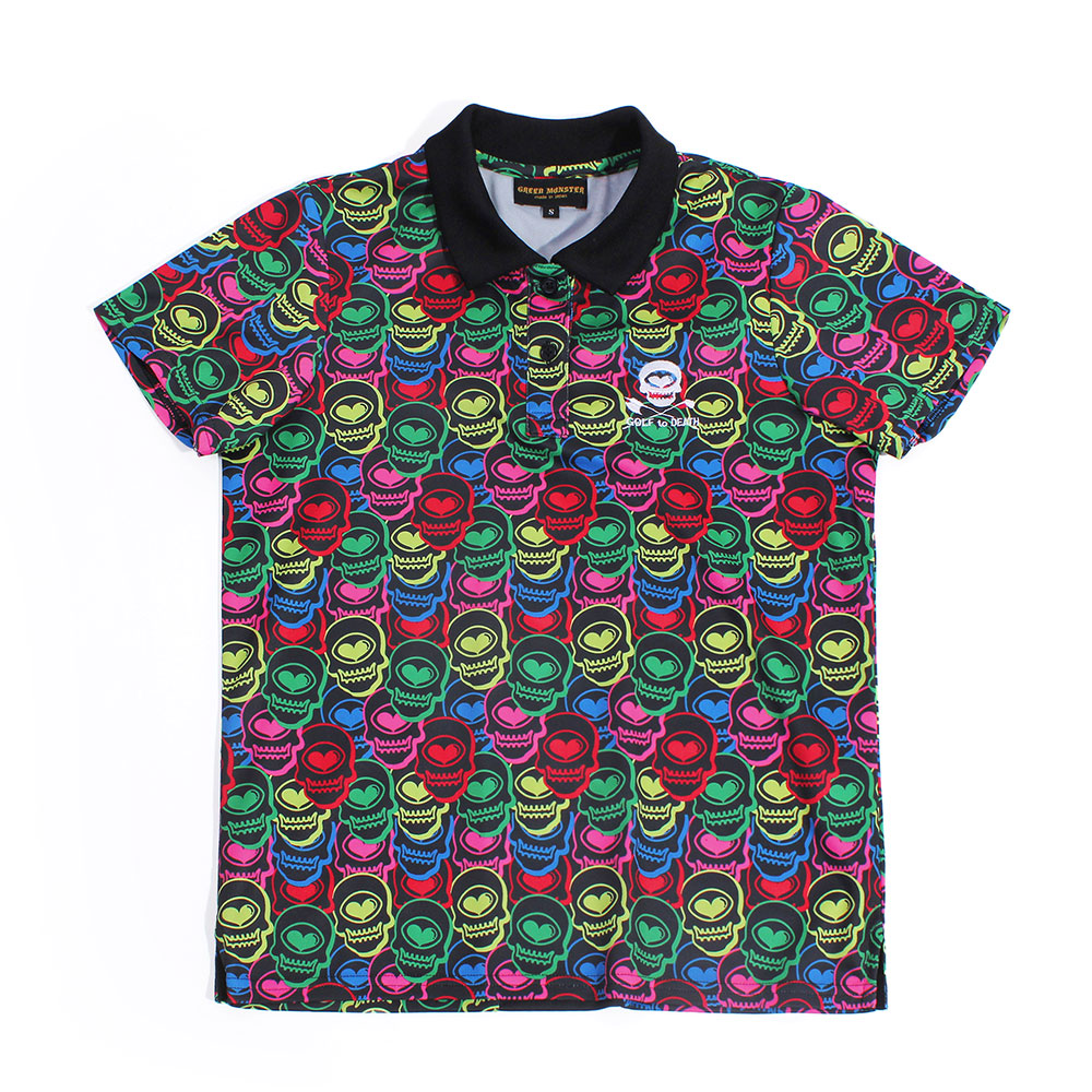 ATHERA Skull 総柄レインボーポロシャツ(Japan made)