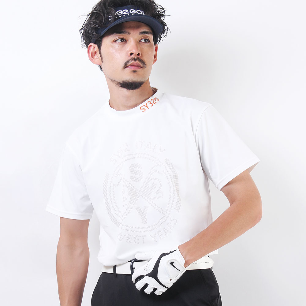 DOT PRINT EMB モックネックTシャツ【SY-32】