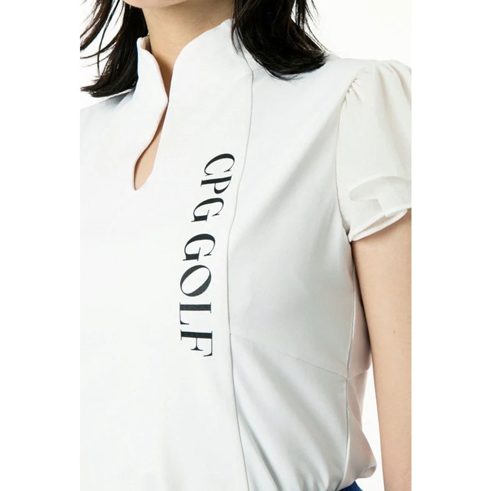 マオカラー袖シフォンSS　WHITE【CPG GOLF】