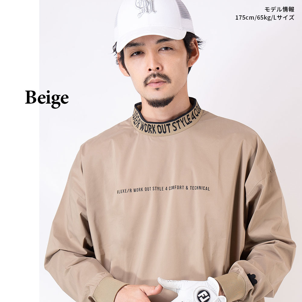【MENS】LUXE/R GOLF ロゴリブストレッチ長袖プルオーバー