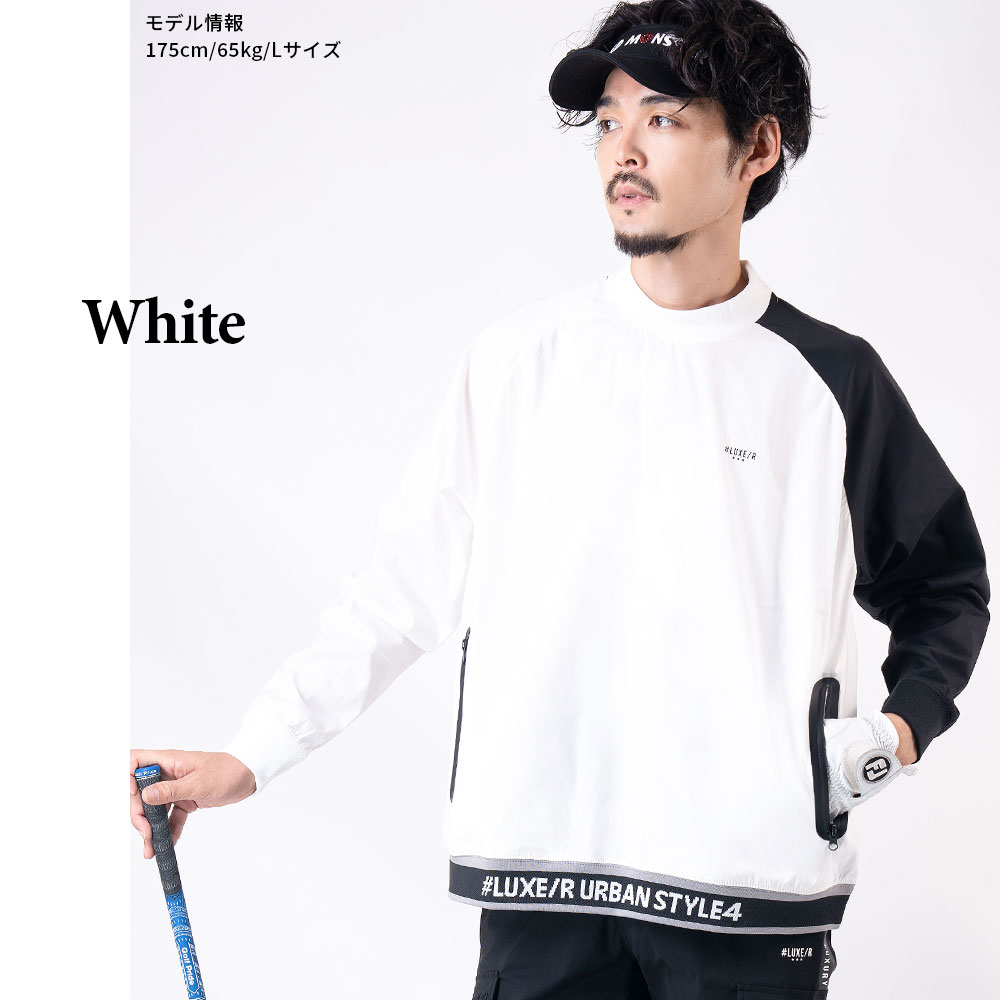 ストレッチナイロン長袖クルーネック【LUXE/R GOLF(ラグジュゴルフ)】
